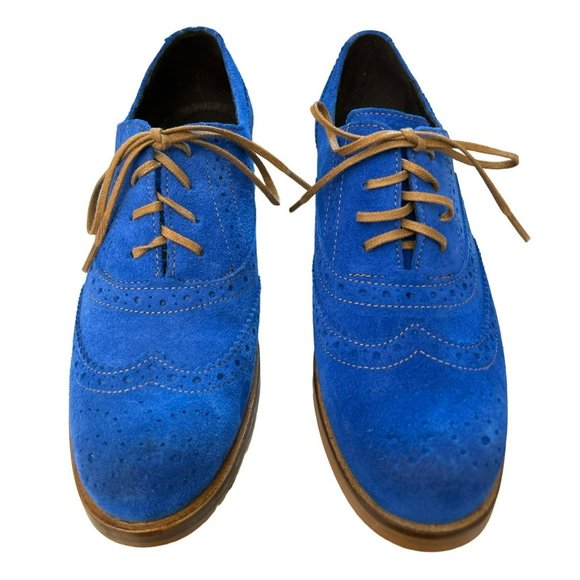 Girotti Women's Custom Made Blue Suede Oxford Heels Size 38 Made in Italy EUC - Picture 2 of 9